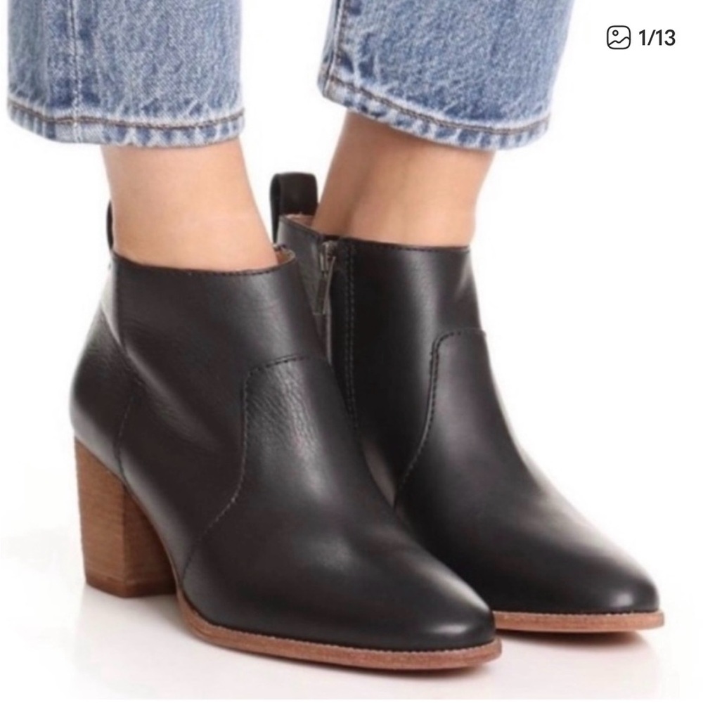 Madewell The Brenner Women’s Black Block Heel leather upper classic Ankle Boots